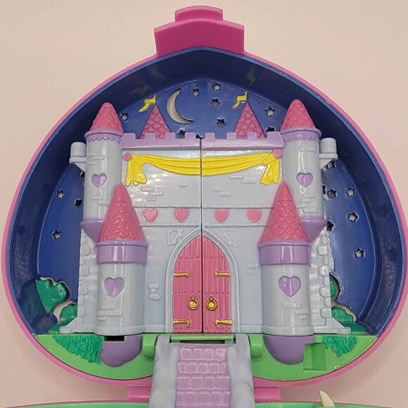 Vintage Polly Pocket Light Up Castle 1992 Pink Heart Compact Bluebird 5" Case - Picture 4 of 8